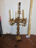 Vtg Spanish Revival Style Solid Brass Table Lamp (office)