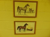 2 Vtg 1965 Framed Horse Pictures By Hedwin (office)