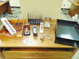 Nice Office Supplies Lot; Vtg Swingline Stapler, 2 Hole Punches, Trays, Date Stamp, Etc (office)