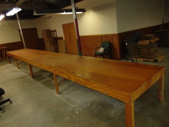 2 Long Wooden Work Tables