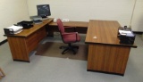3 Piece Connected Office Desk W/ Everything On Top Included, Chair & Mats( Local Pick Up Only )