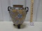 Double Handle, Footed Porcelain Vase W/ Raised Designs By Formalities