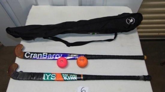 2 Field Hockey Sticks, 2 Field Hockey Balls & A Shoulder Carry Case