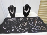 Large Lot Of Silver Tone Costume Jewelry