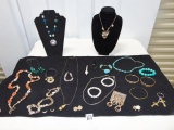 Large Lot Of Gold Tone & Beaded Costume Jewelry