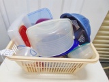 Laundry Basket Full Of Plastic Food Storage Containers