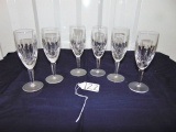 Set Of 6 Crystal Glass Champagne Flutes