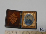 Antique Ambrotype Photograph In A Early Thermoplastic Lined Case