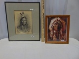 Pencil Drawn Print & A Photo Print Of Native American Men