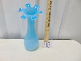 Blue Glass Fenton Style Vase