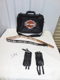 Leather Harley Davidson Briefcase, Size 50 Leather Belt & 2 Leather Wristbands