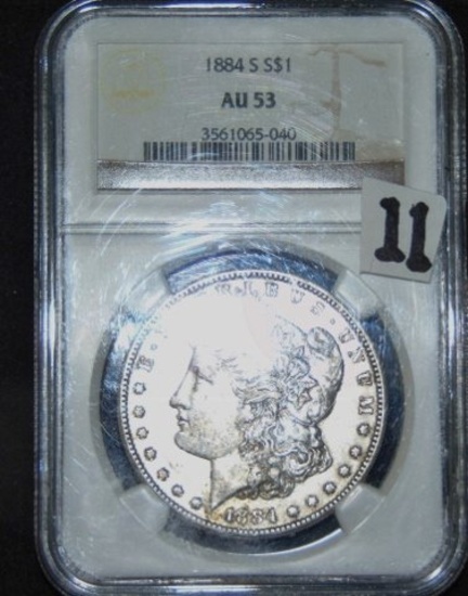 1884-S Morgan Silver Dollar, NGC Graded A U 53