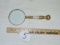 Vtg Brass W/ Mother Of Pearl Inlay Magnifying Glass