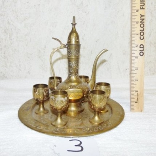 Vtg Solid Brass Tea / Coffee Set