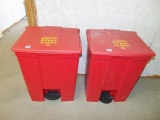 2 Hard Plastic Red Trash Cans, Left One Is Half Filled W/ Drug Testing Kits (local Pick Up Only )