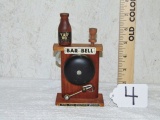 Vtg Wood & Metal Bar Bell Ring For Another Round