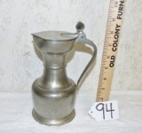 Vtg K M D Daalderop Royal Holland Pewter Syrup / Milk Pitcher W/ Acorn Finial