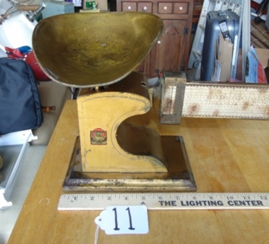 Vtg 1920s Brass Candy Store Scale By Pelouze Mfg, Chicago