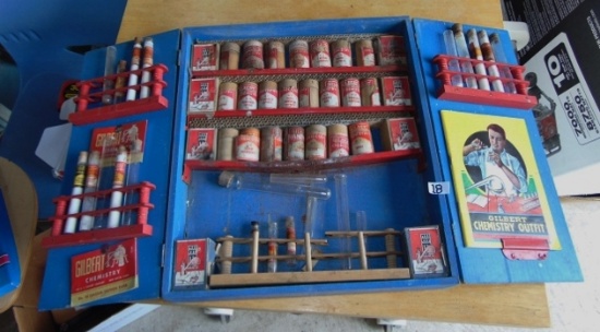 Vtg 1936 Gilbert Chemistry Outfit In Wood Box