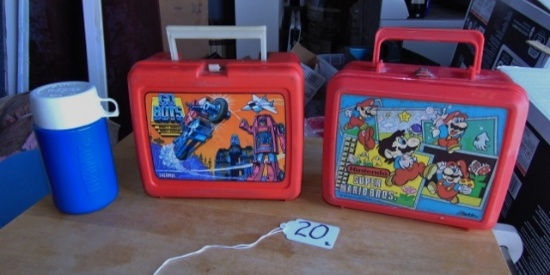2 Vtg Lunch Boxes: 1984 Go Bots Tonka & 1988 Nintendo Super Mario Brothers
