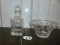 Lead Crystal Liquor Decanter W/ Matching Chip / Salad Bowl