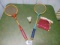 Vtg Badminton Set: 2 Rackets, Shuttlecock & Net