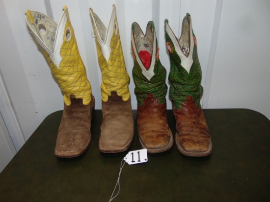 2 Pairs Of Tony Lama Leather Cowboy Boots