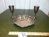 2 Silver Plate Chalices & A Silver Plate Snack Bowl