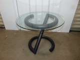 Modern Glass Top End Table W/ Metal Base (LOCAL PICK UP ONLY)