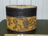 Vtg Decorated Wood Hat Box