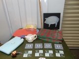 Home D‚cor Lot: Potpourri Bowls, Tablecloth, Glass Coasters, Place Mats, Etc