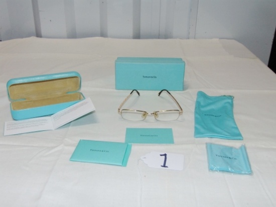 Tiffany & Co. Gold Women's Eyeglasses W/ Hard Case, C O A, Lens Cleaner, Bag &