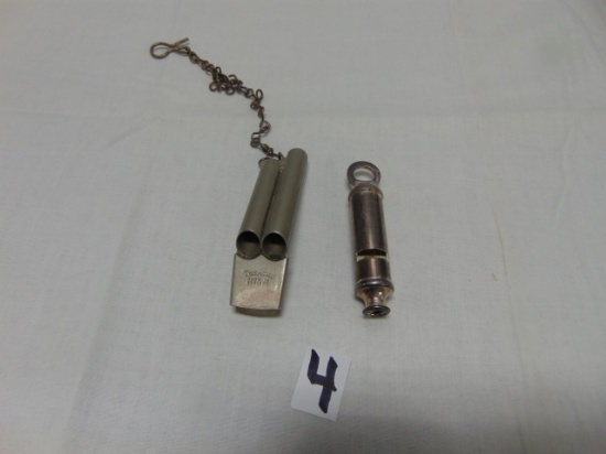 Vtg Acme England 2 Valve Train / Boat Whistle & A Neiman Marcus Train Whistle