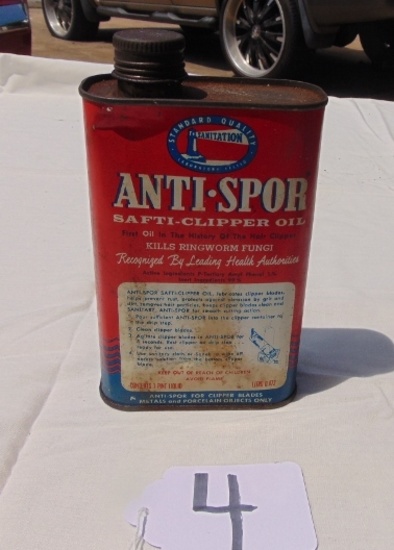 Vtg 1950s Anti - Spor Safti - Clipper Oil Tin Can