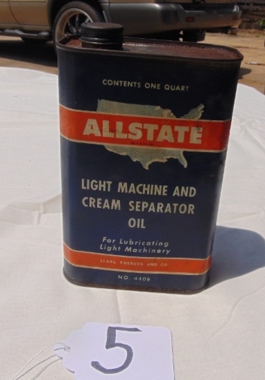 Vtg Sears Roebuck And Co. Allstate Light Machine And Cream Separator Tin Can