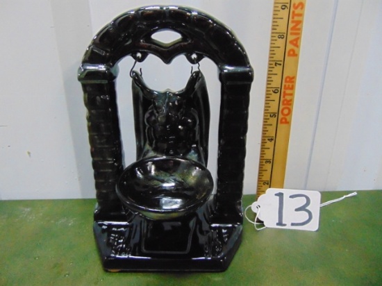 Black Ceramic Gargoyle Swinging Incense Burner