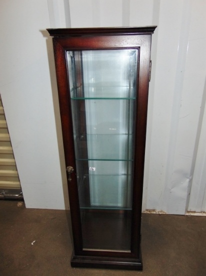 Smaller Solid Fruit Wood Curio Cabinet W/ Beveled Glass