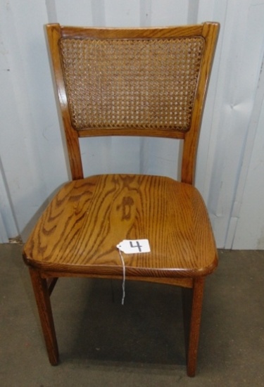 Nice Solid Oak W/ Wicker Back Chair By Shin - Lee