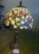 Beautiful Tiffany Style Genuine Stained Glass Lamp W/ Bronzed Base