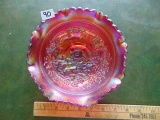 Gorgeous Vtg L. E. Smith Carnival Glass Bowl W/ Windmill Embossed Design