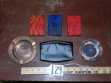Vtg Roger's Air Tite Leather Tobacco Pouch, 3 Hard Plastic Cigarette Pack Holders &
