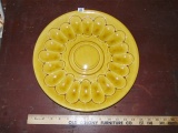 Vtg Mid Century Pottery Deviled Egg Platter Signed 624 630 U S A