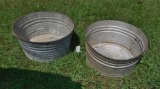 2 Vtg Galvanized Steel Tubs W/ Handles  (Local Pick Up Only)