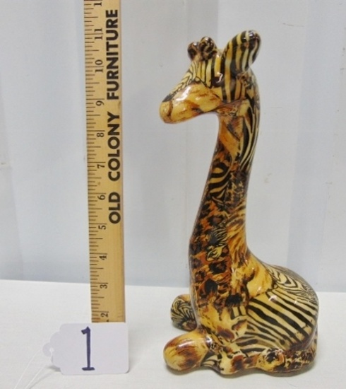 La Vie Giraffe Collectible Figure Statue W/ Safari Patchwork Print