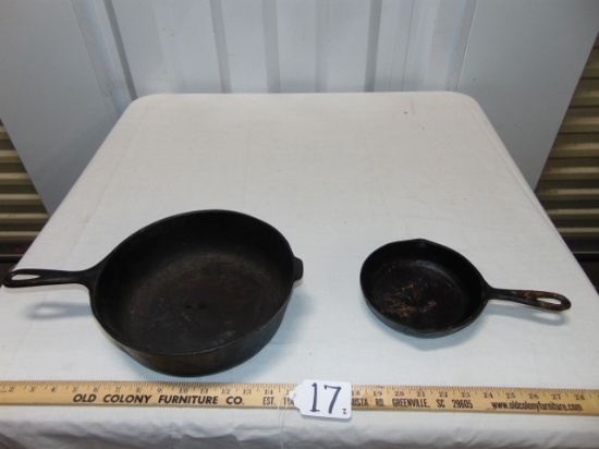 Vtg Wagner Ware Deep Cast Iron Skillet & A 6 3/8" Cast Iron Skillet