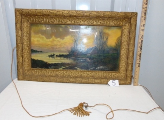 Vtg Print " 301 Sunrise " In A Gilded Frame W/ Glass Front ( Local Pick Up Only )