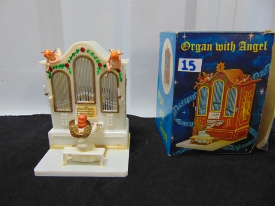 Vtg, Never Used Music Box Of A Organ W/ Angels