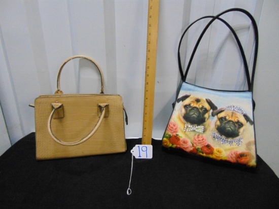 2 Ladies Handbags: Tommy Hilfiger & One W/ 2 Pugs