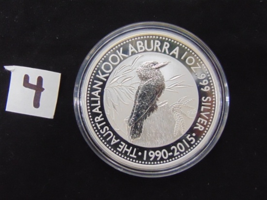 2015 P25 Australia High Relief Kookaburra .999 One Ounce Silver Dollar