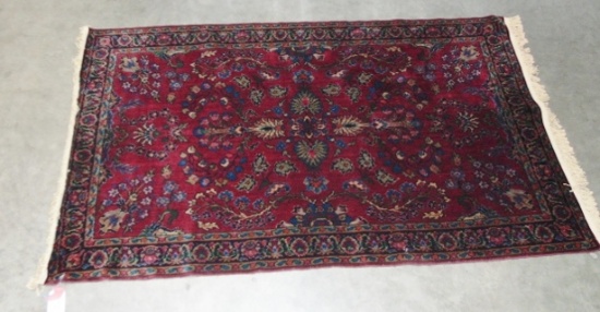 Vtg Hand Knotted 100% Wool Area Rug  (LOCAL PICK UP ONLY)